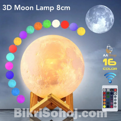 Rechargeable 3D Moon Lamp With Remote 8cm